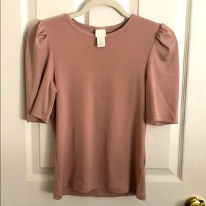 H&M Puffed-sleeve Ribbed Top